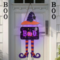 JoyHue Halloween Door Sign Witch Door Decorations With Timer Light Up Halloween Wreath Boo