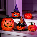 Joyfy 5 Pcs Light Up Halloween Pumpkin Decor Jack O Lantern Decorations Outdoor Indoor, Plastic Large Trick Or Treat Table Top Party Supplies Favors