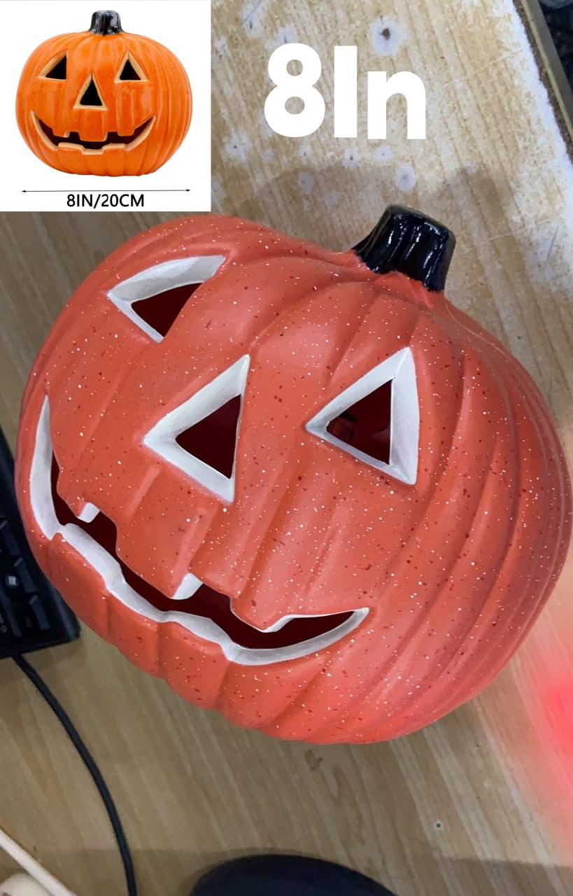 Jumbo Halloween Pumpkin Lantern - 18In Glow-In-The-Dark Carved Decor With Led Lights, Waterproof Outdoor/Indoor Decoration For Porch, Yard & Party Scenes
