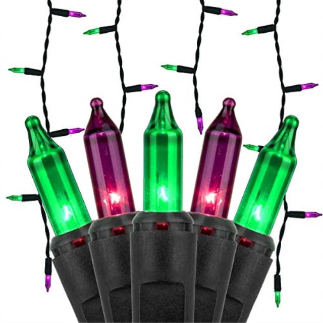 Kringle Traditions Halloween Purple Orange Outdoor Mini Icicle Light 150 Lights