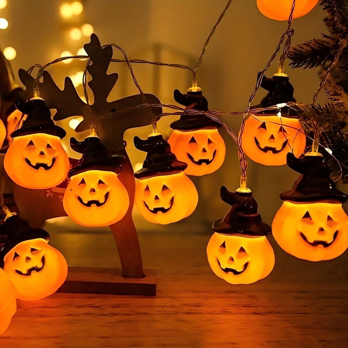 PMMIPNW Halloween LED Fairy String Lights 20LED - Spooky Pumpkin, Witch, Mummy & Cat, 8 Modes with Timer, Designs for Party Decor, Battery Operated Halloween Decorations