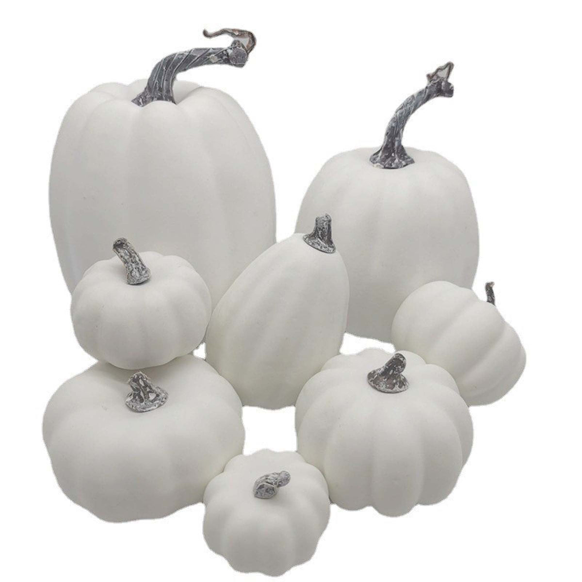 LSLJS Halloween Pumpkin Decorations, 8 Pack Different Size Artificial Lifelike Pumpkins Fall Crop Pumpkins Ornaments,Havest Pumpkin Simulation Model For Home Garden, Thanksgiving, Halloween