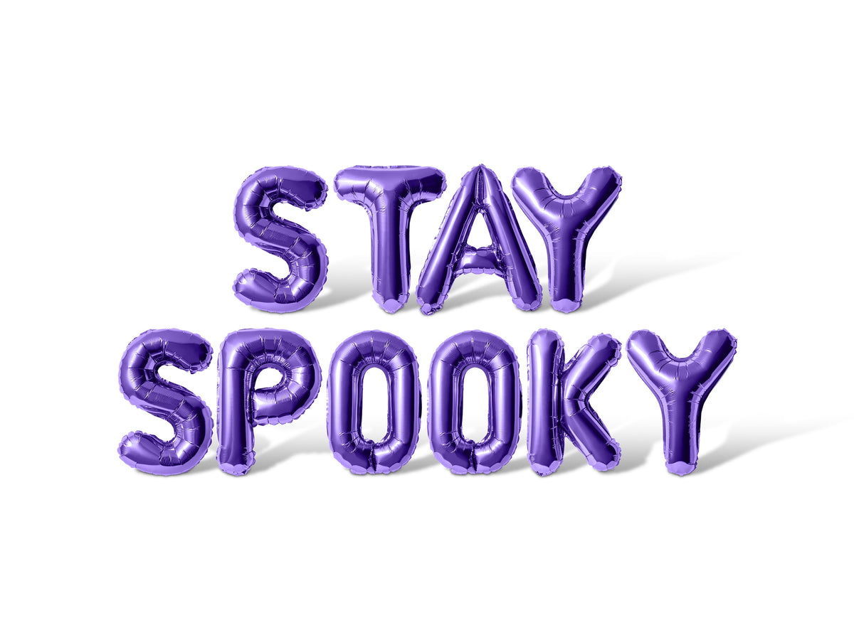 Letter Balloons - STAY SPOOKY 16" Inch Alphabet Letters Foil Mylar Balloon Halloween Party Banner (White)