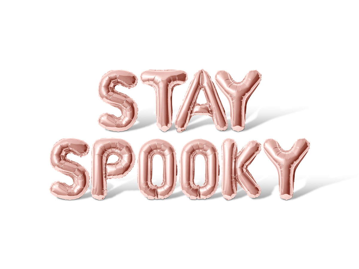 Letter Balloons - STAY SPOOKY 16" Inch Alphabet Letters Foil Mylar Balloon Halloween Party Banner (White)