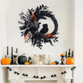 Lumiparty 20" Halloween Wreath, for Front Door, Natural Vine Base, Artificial Roses, for Holiday Decoration