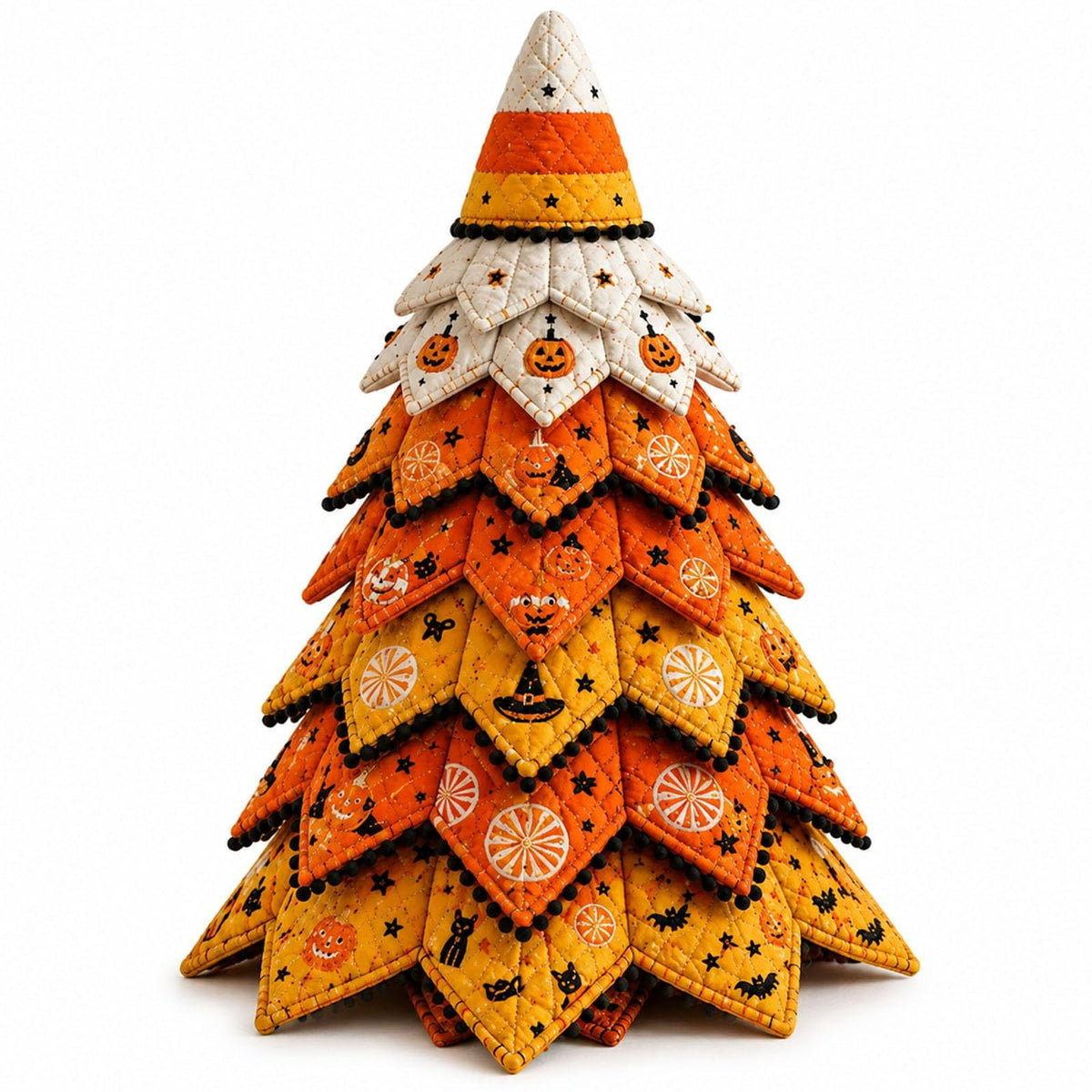 Lypsnake DIY Halloween Quilted Fabric Tree Kit, Vintage Pumpkin Sunflower Patchwork, 3D Padded Sewing Craft Project for Autumn Harvest Decor