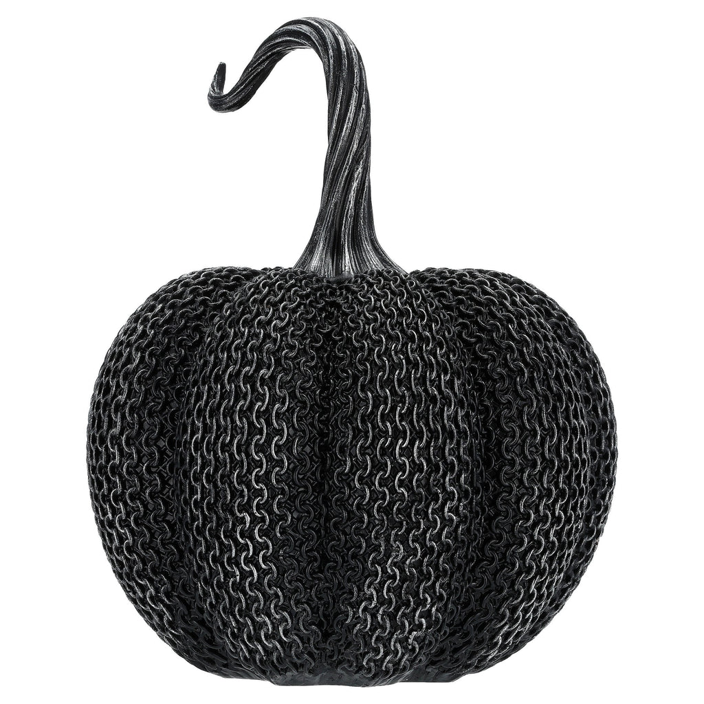 Resin Textured Pumpkin Decoration, Black, 9.5", Halloween by Way To Celebrate