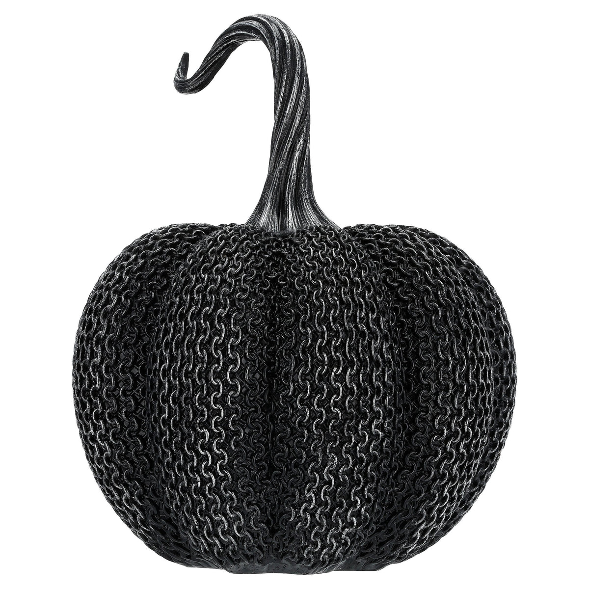Resin Textured Pumpkin Decoration, Black, 9.5", Halloween by Way To Celebrate