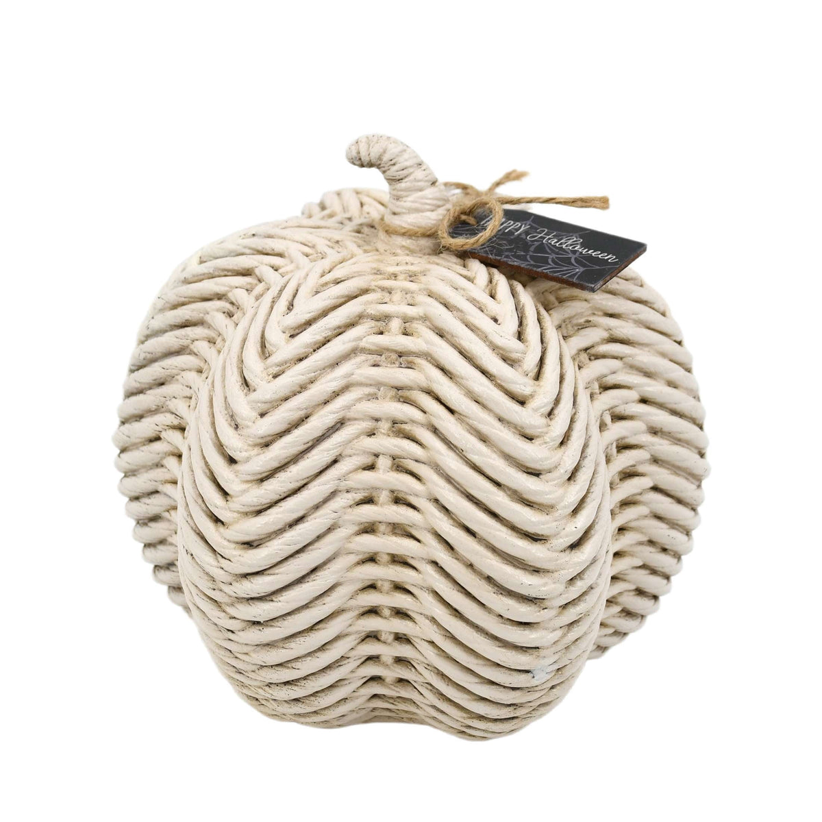 Woven Pumpkin Decoration, White, 7", Halloween by Way To Celebrate