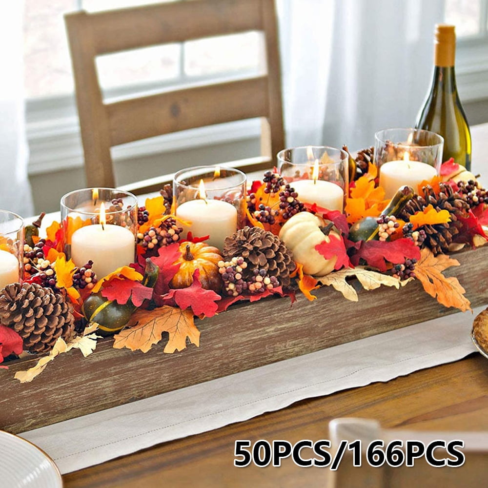 NO Autumn Thanksgiving and Halloween Artificial Pumpkins Gourds Cones, Set of 50