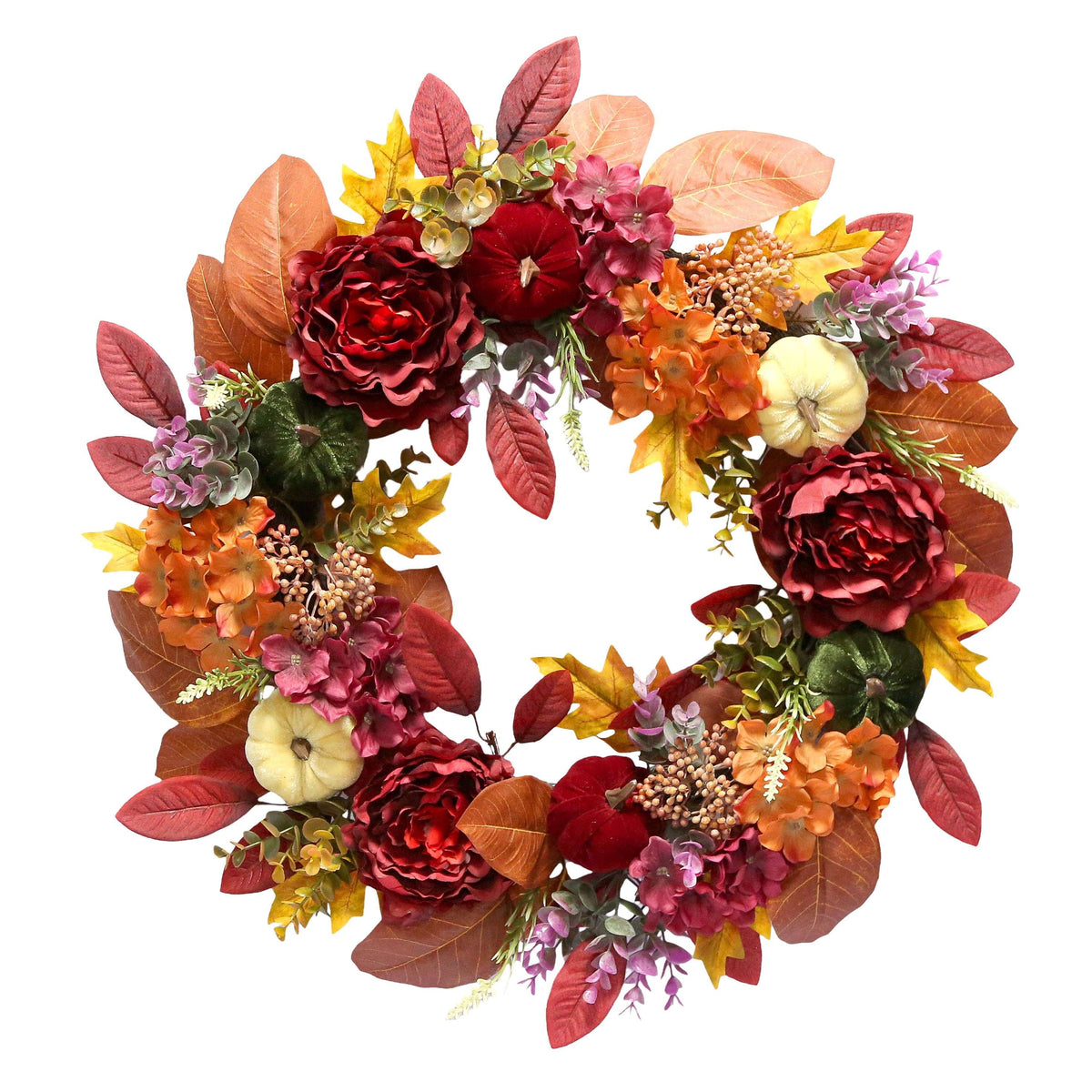 Peonies and Hydrangeas Wreath, Multicolor, 24", Fall by Way To Celebrate