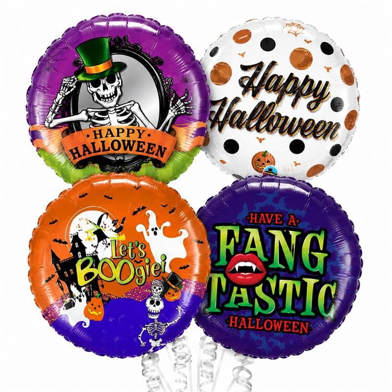 PMU Halloween Party Decoration "Happy Halloween" Jack Faces Aglow 18 Inch Mylar-Foil Balloon (1pkg) Pkg/1