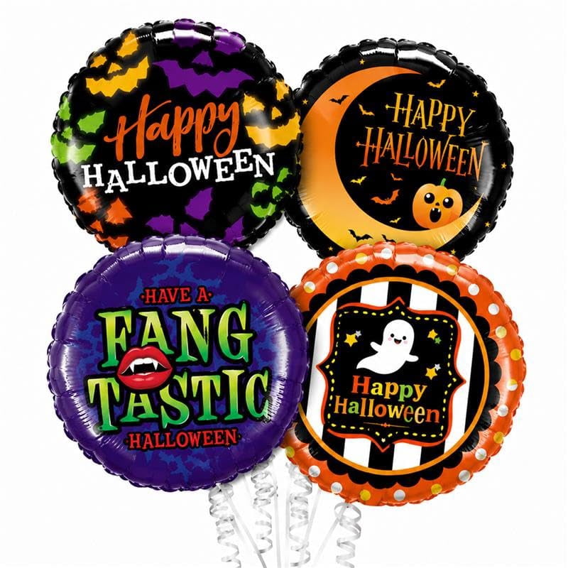 PMU Halloween Party Decoration "Happy Halloween" Jack Faces Aglow 18 Inch Mylar-Foil Balloon (1pkg) Pkg/1