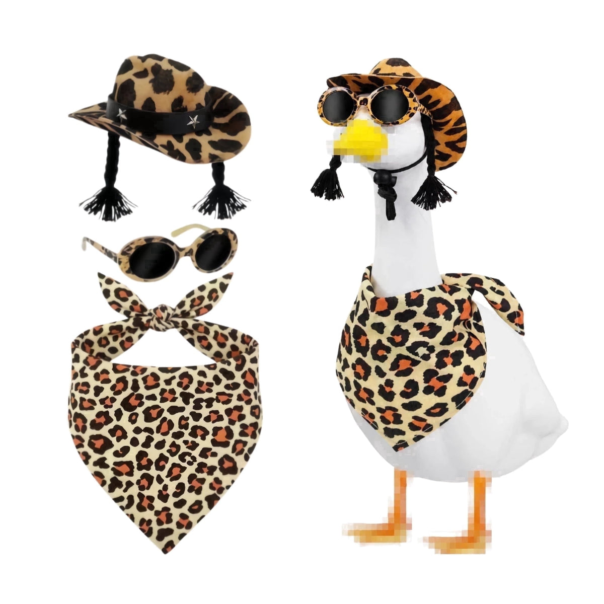 Porch Goose Halloween Outfit for 23 Inch Goose Statue, Witch Hat Dress with Fuzzy Spider Legs, Pumpkin Spiderweb Goose Clothes, Funny Yard Lawn Patio Decor