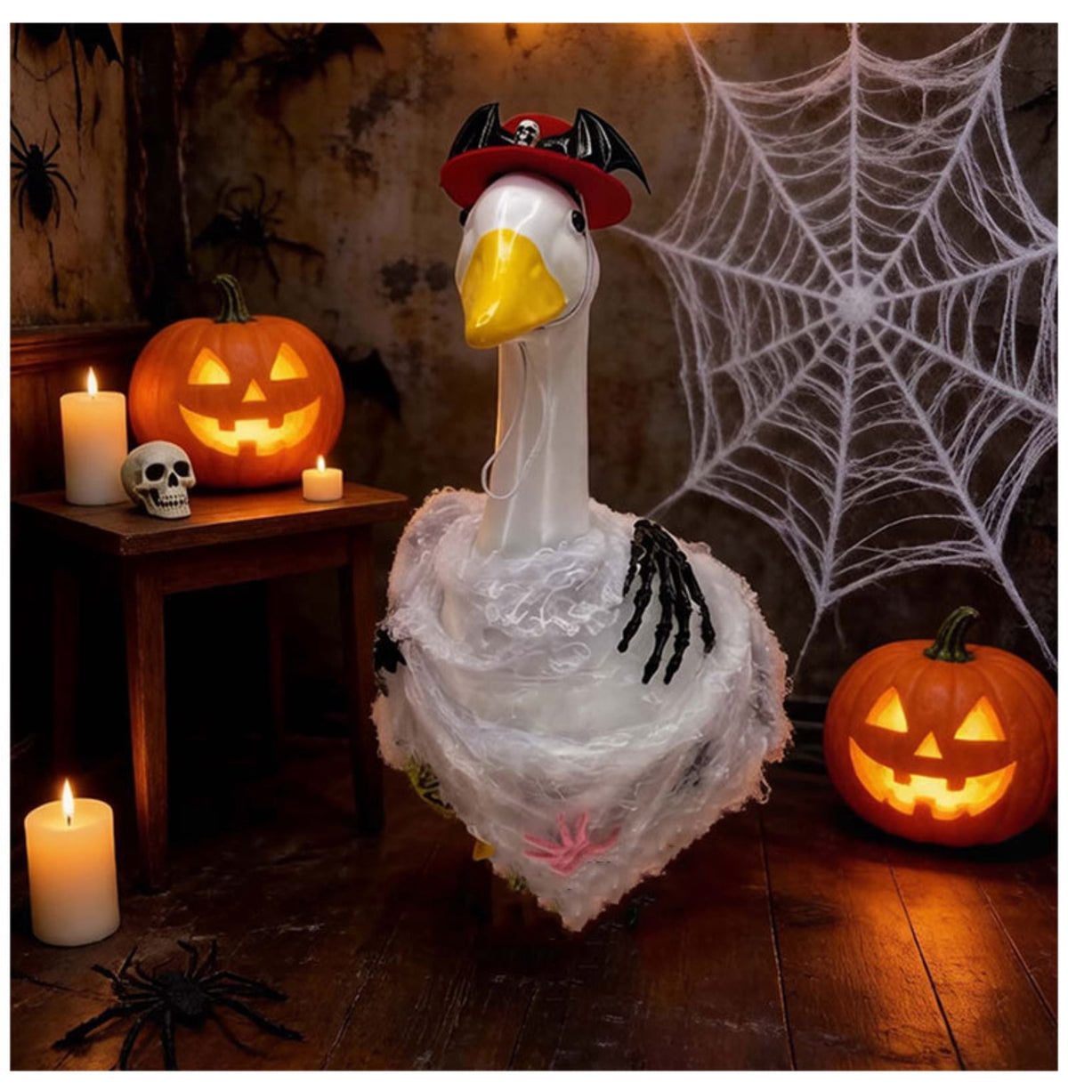Halloween Garden Porch Decor, Porch Goose Outfits Halloween, 23 Inch Porch Goose Outfits, Witch Dress and Hat Set, Fits 23X11X26 Inch Standing Plush Goose for Front Porch Lawn