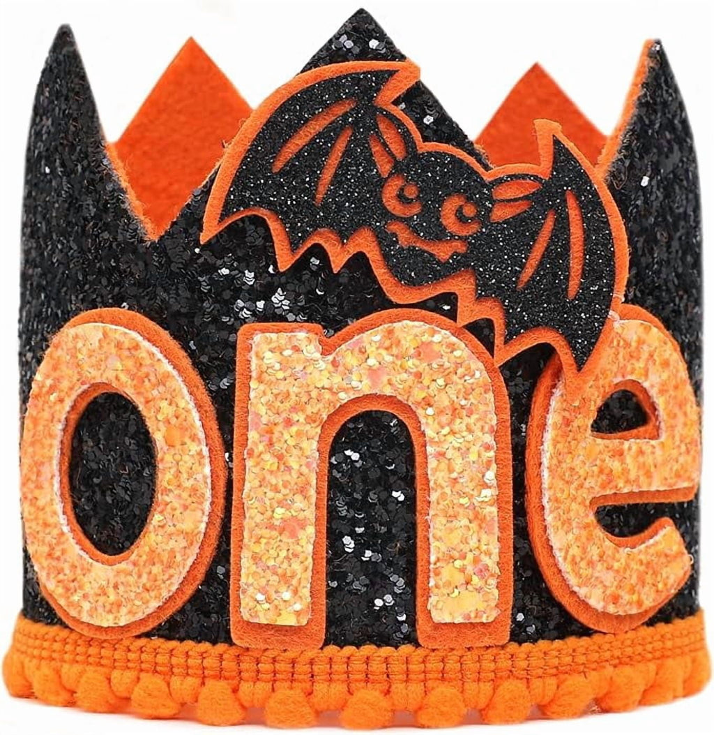 Pumpkin First Birthday Crown - 1st Halloween Party Hat, Little Pumpkin hat, Headwear, Halloween Bats Decor