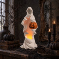 RAZ Imports 20" Ghost Phantom with Pumpkin Light-Up LED Halloween Decoration Statue, Battery-Operated