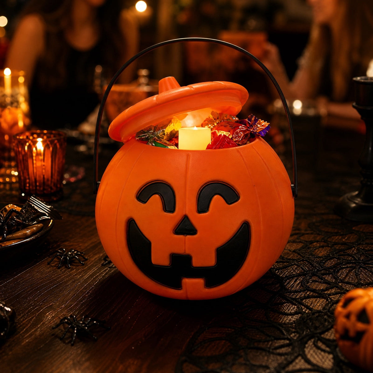 SCNOR Friendly Ghost Statue with Pumpkin Candy Bowl, 11.8 Inch Halloween Decoration for Outdoor Porch, Yard, Patio & Indoor
