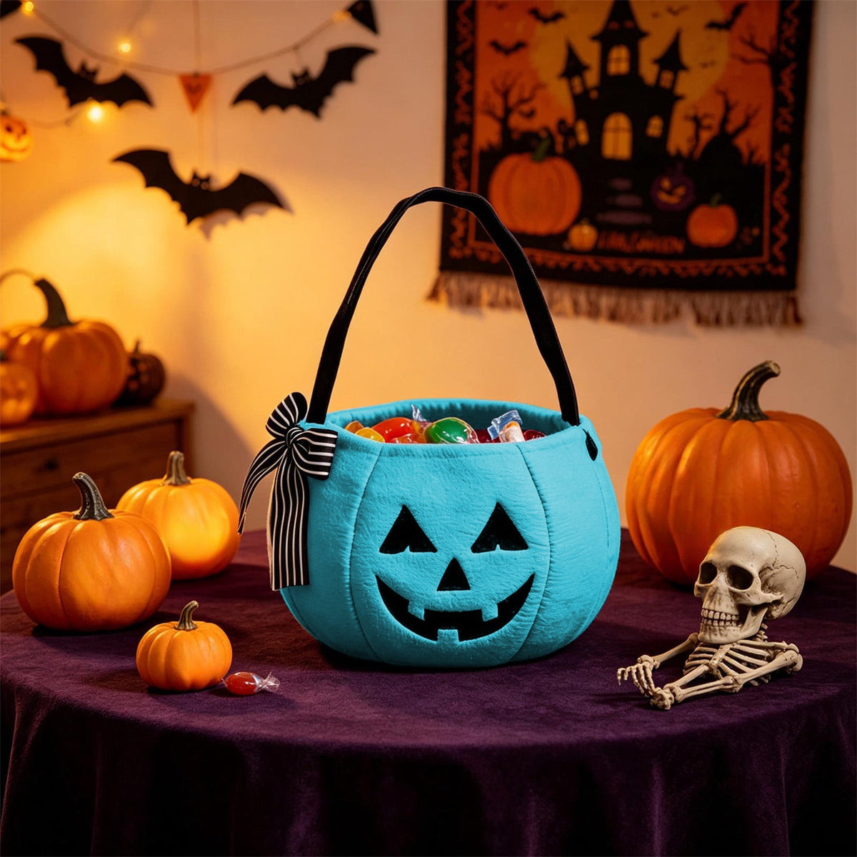 SCNOR Friendly Ghost Statue with Pumpkin Candy Bowl, 11.8 Inch Halloween Decoration for Outdoor Porch, Yard, Patio & Indoor