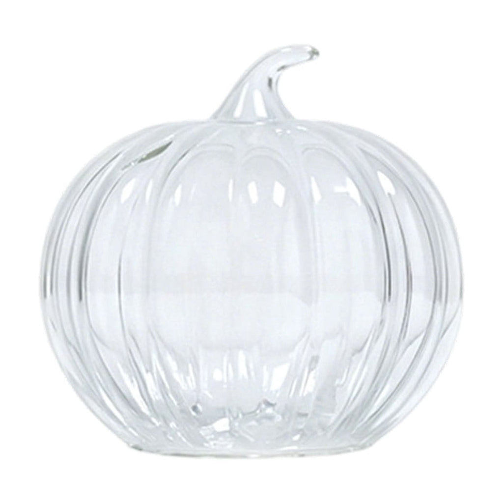 SLYNSHome Striped Glass Pumpkin Shaped Vase, Mini Hydroponic Flower Container,Clear Decorative Pumpkin Glass Centerpiece For Fall Thanksgiving Indoor Tabletop Home Decor