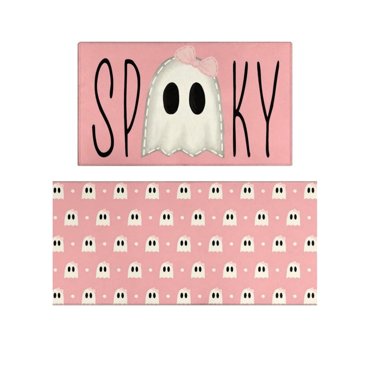Pink Halloween Decor Ghost Candy Bowl Figurine with Bow and Scalloped Holder for Indoor Tabletop Decor and Party Favor Display