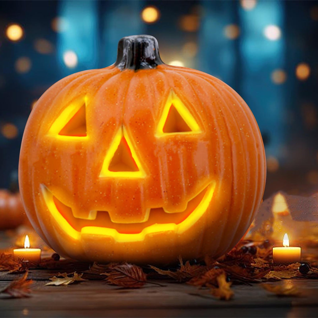 Sunshinehomely Halloween LED Pumpkin Lights, Halloween Pumpkin Lights Battery Operated Halloween Pumpkin Decoration Lights for Indoor Outdoor Halloween Party Tabletop Decorations