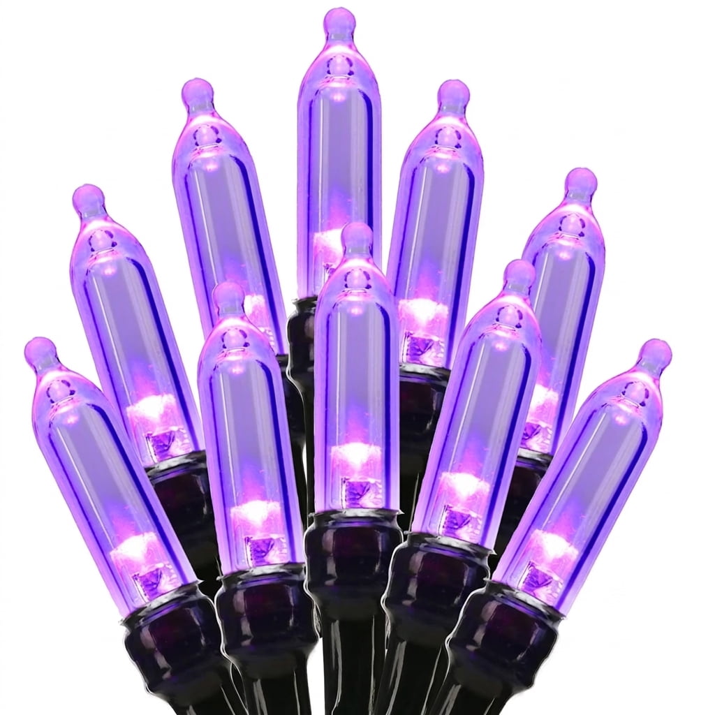 TETOU Halloween Lights, 33ft 100 LED Battery Halloween Lights, 8 Modes String Lights with Timer, Indoor Outdoor Waterproof mini Lights String for Halloween Bedroom Patio Decor - Orange & Purple
