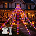 VOLIVO Halloween Spider Web Light, 250 LED 15.7 x 16.4 FT Halloween Decor, 8 Modes Remote Waterproof for Indoor Outdoor Party (Purple & Orange)