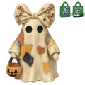 Vintage Halloween Decor Resin 4" - Light Up Ghost Statue & Pumpkin Lantern for Mantel Shelf & Entryway, 1 Pack Available