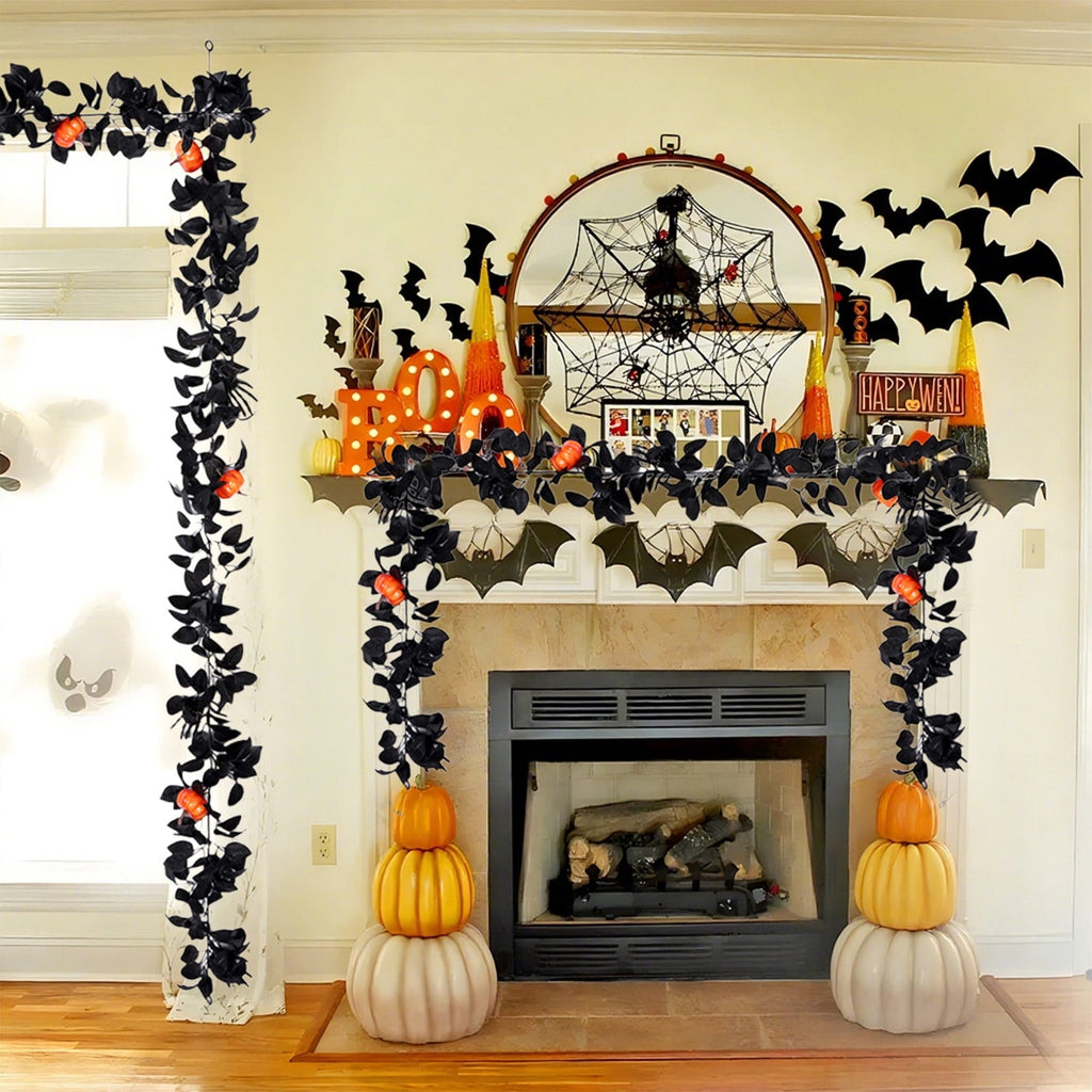 XGFHYJEH Halloween Decor, Halloween Decorations, Halloween Decorations Indoor, Halloween Decor Indoor, Halloween Garland Halloween Pumpkin Rattan Maple Leaf Rattan