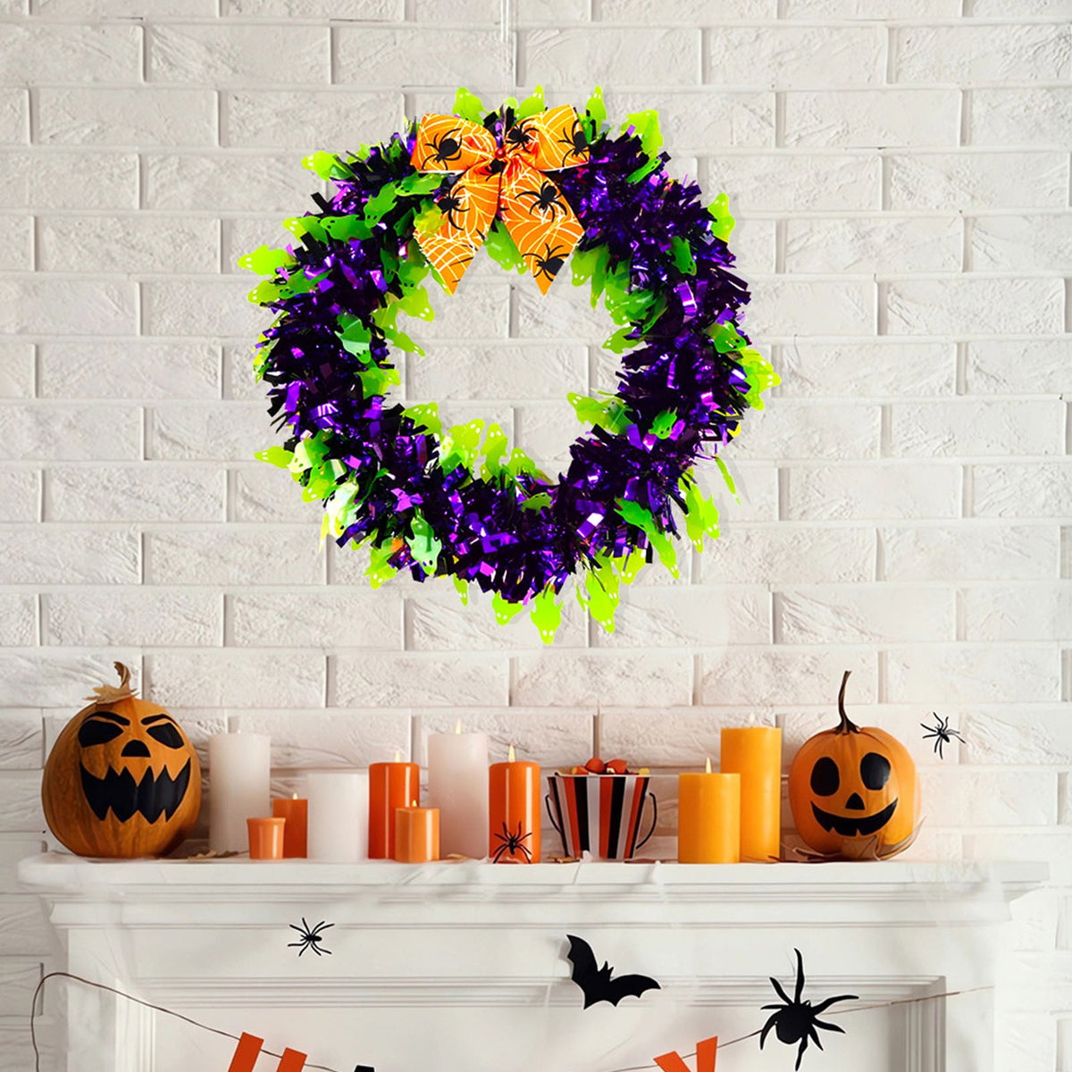 XGFHYJEH Halloween Wreath, Halloween Wreaths for Front Door, Halloween Decorations, Halloween Home Wall Decor Ornaments