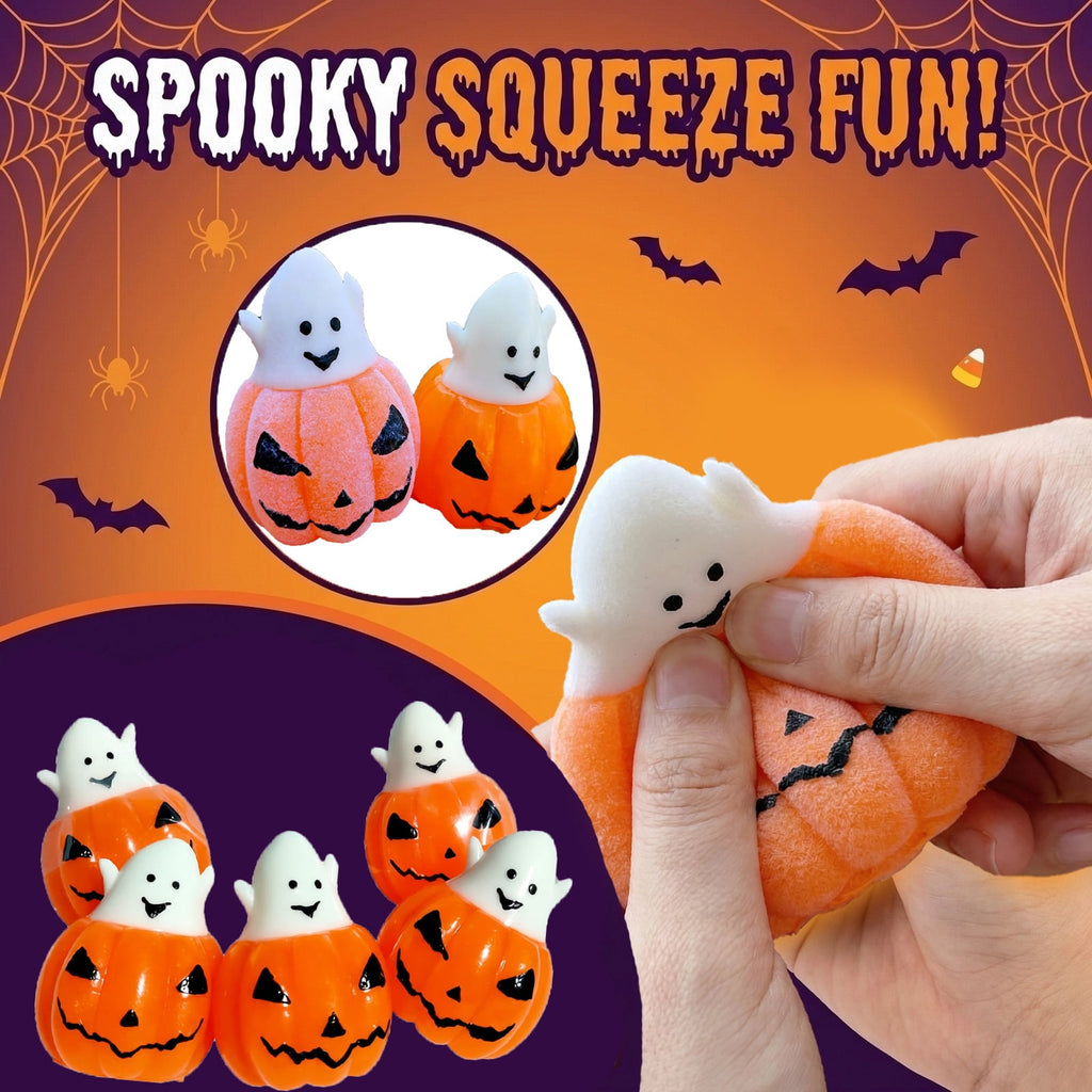 Zydvens Halloween Spooky Ghost in Jack-O'-Lantern Squishy Toys - Cute Matte Pumpkin Ghost Sensory Fidget Toy for Halloween & Thanksgiving Holiday Party Favors