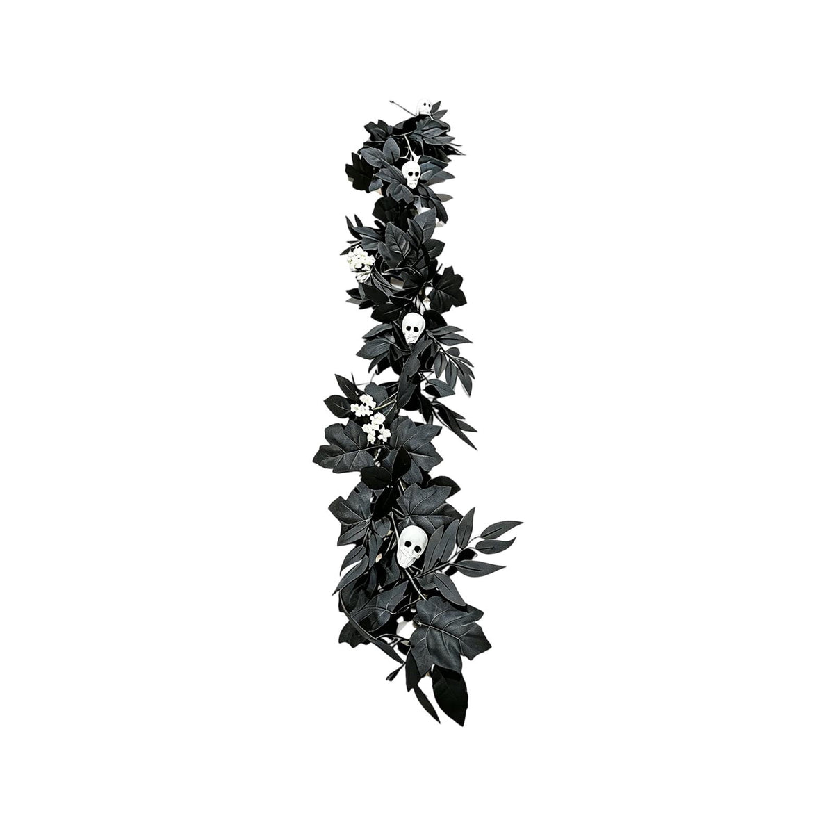 Halloween Black Garland with LED Lights 70.87 Inch Gothic Foliage for Mantel Stair Halloween Party Home Indoor Decor