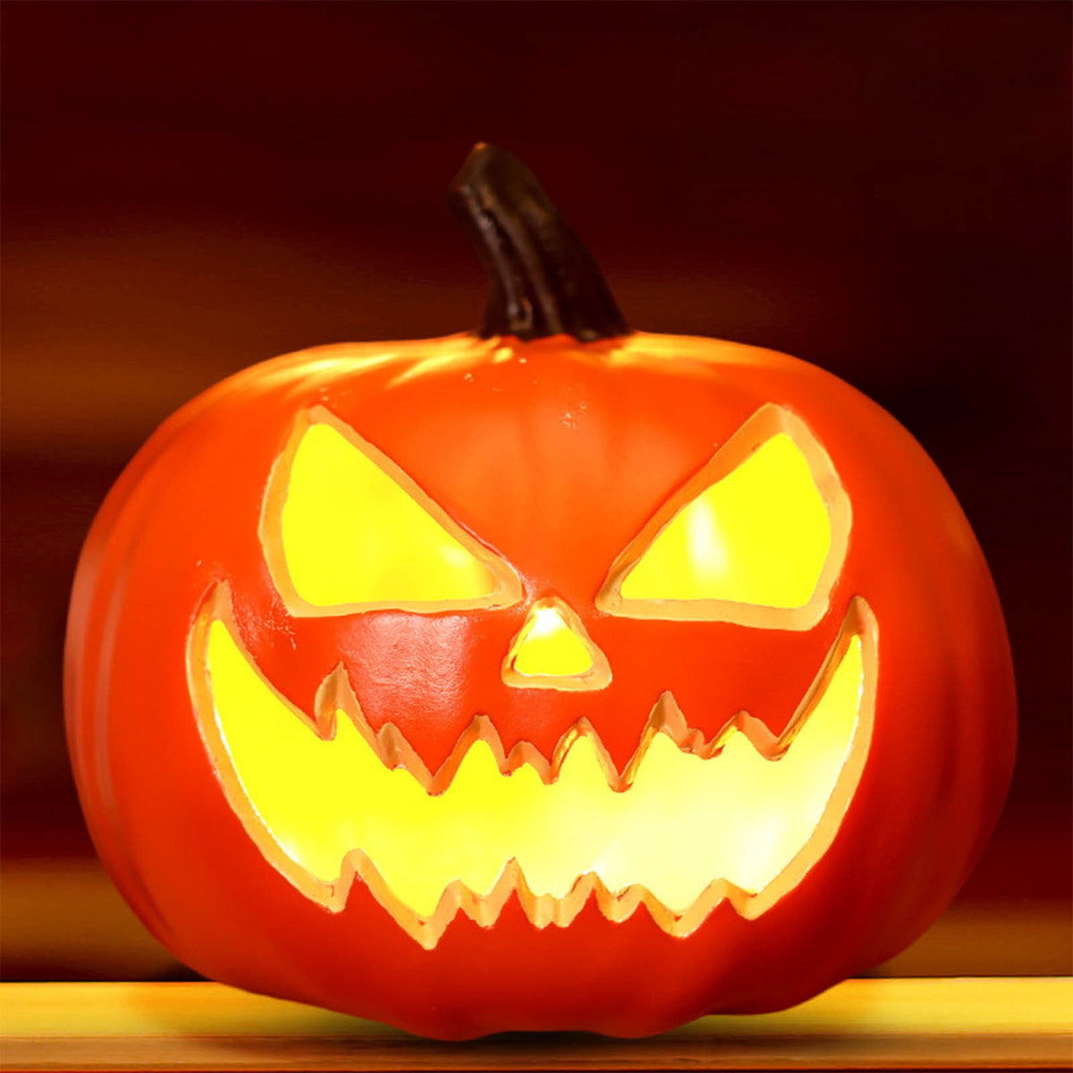 SRUILUO Halloween Light up Jack-O-Lantern, Fall Thanksgiving Pumpkin Light Decorations, Pumpkin Prop with LED Light, Halloween Tabletop Decorations Props for Indoor Outdoor Decor (No Battery)