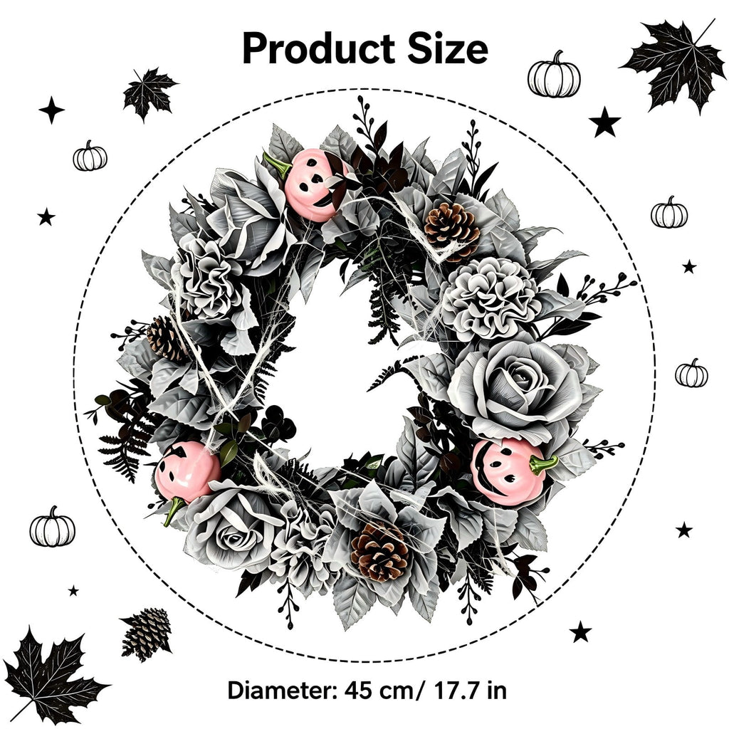 Fall Candle Ring,Artificial Maple Leaves Pumpkins Decorative Wreaths,Berry Wreath for Pillar Candle Holder,Candle Ring for Halloween Centerpieces and Farmhouse Table Decor,7.48 inch(Pink)