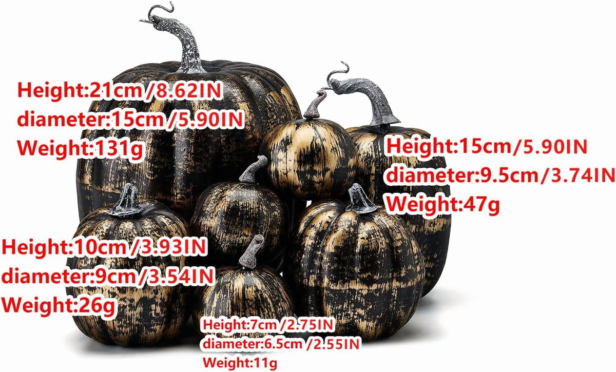 7Pcs Artificial Pumpkins Faux Foam Fall Harvest Pumpkin Halloween Thanksgiving Decorations Indoor for Home