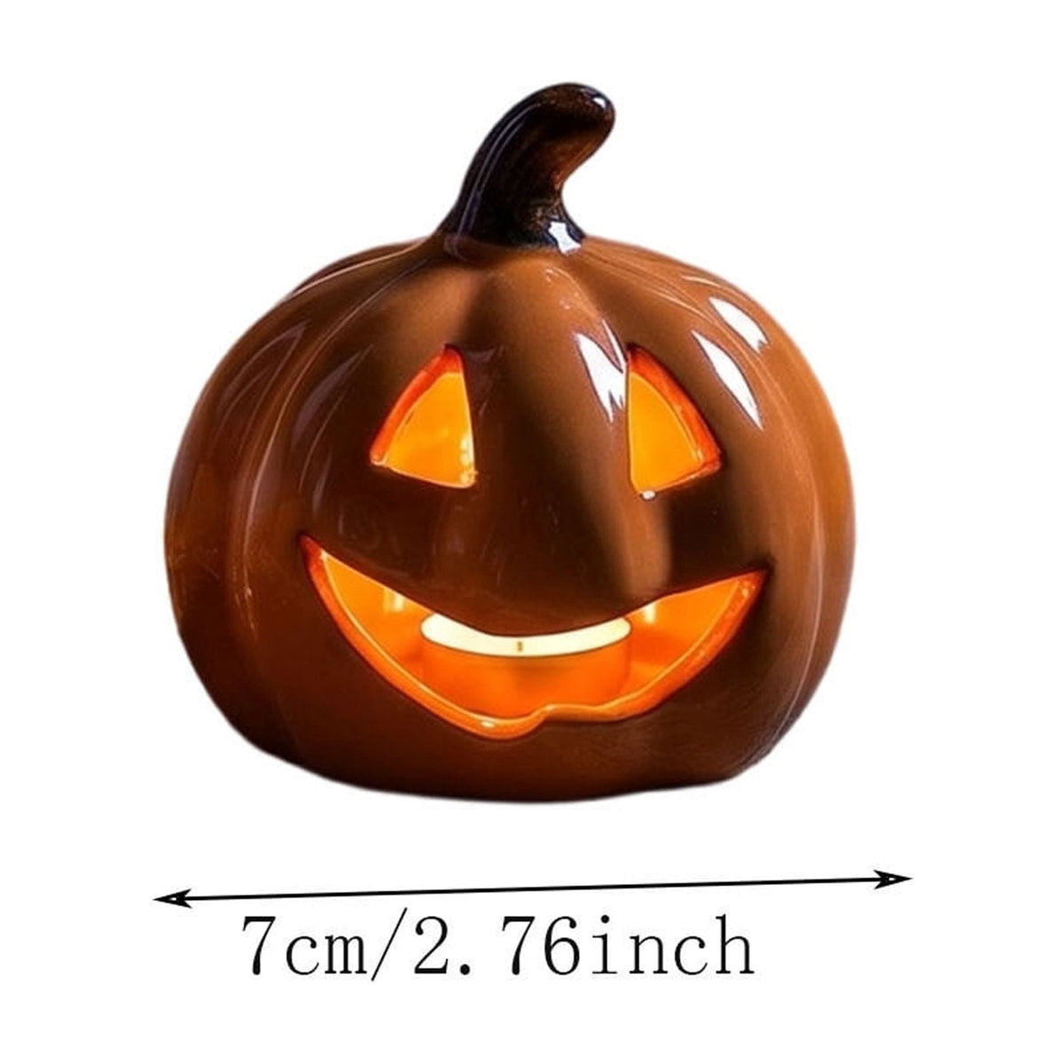 LEFXSMR Pumpkin Night Light, Ceramics Glowing Pumpkin Decor with Led, Waterproof Halloween Light for Home Holiday Desktop Decor