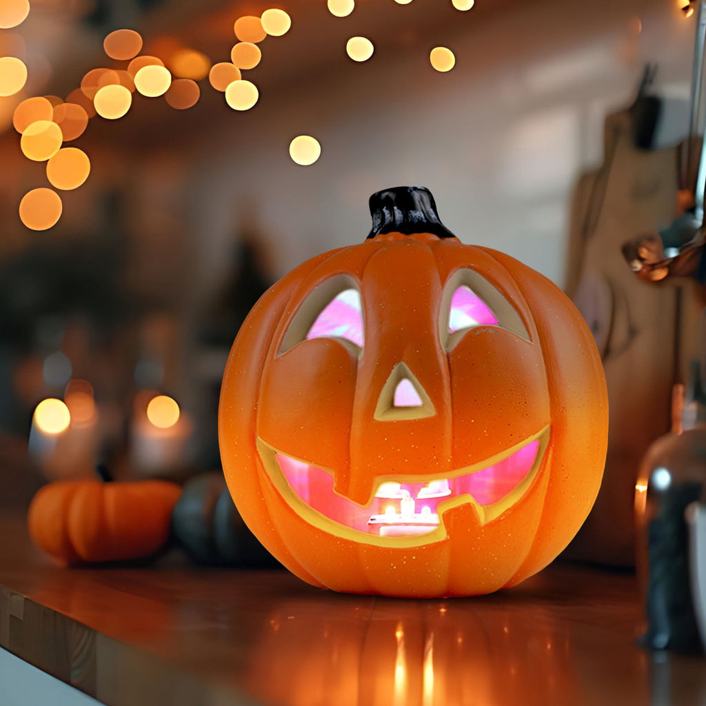 SRUILUO Halloween Light up Jack-O-Lantern, Fall Thanksgiving Pumpkin Light Decorations, Pumpkin Prop with LED Light, Halloween Tabletop Decorations Props for Indoor Outdoor Decor (No Battery)