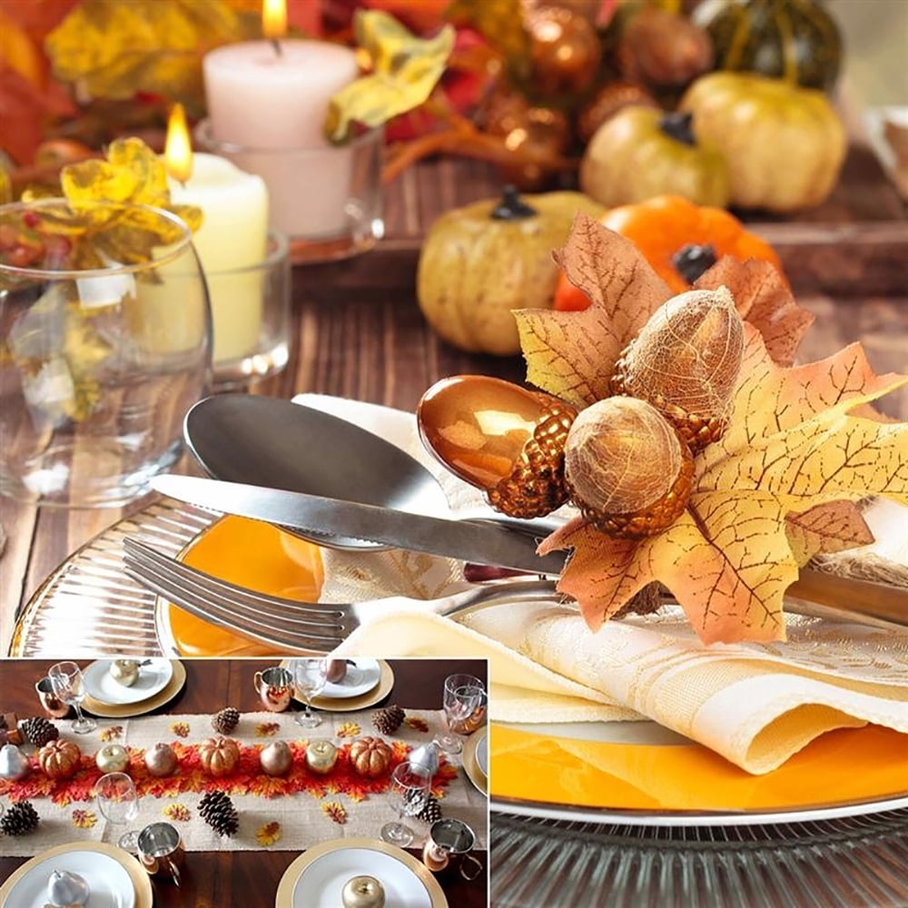 NO Autumn Thanksgiving and Halloween Artificial Pumpkins Gourds Cones, Set of 50