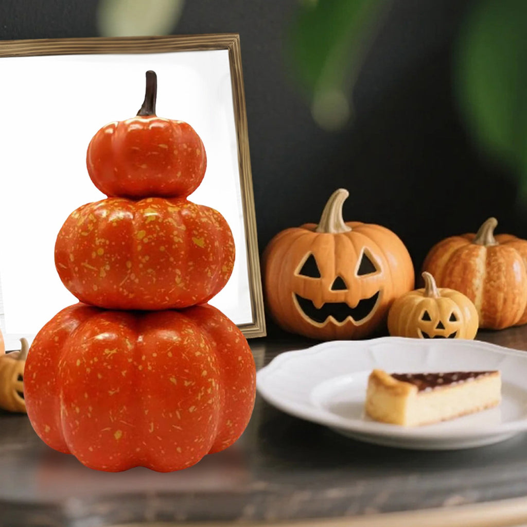 White Stacked Pumpkin Model - Realistic Fall and Thanksgiving Home Decor