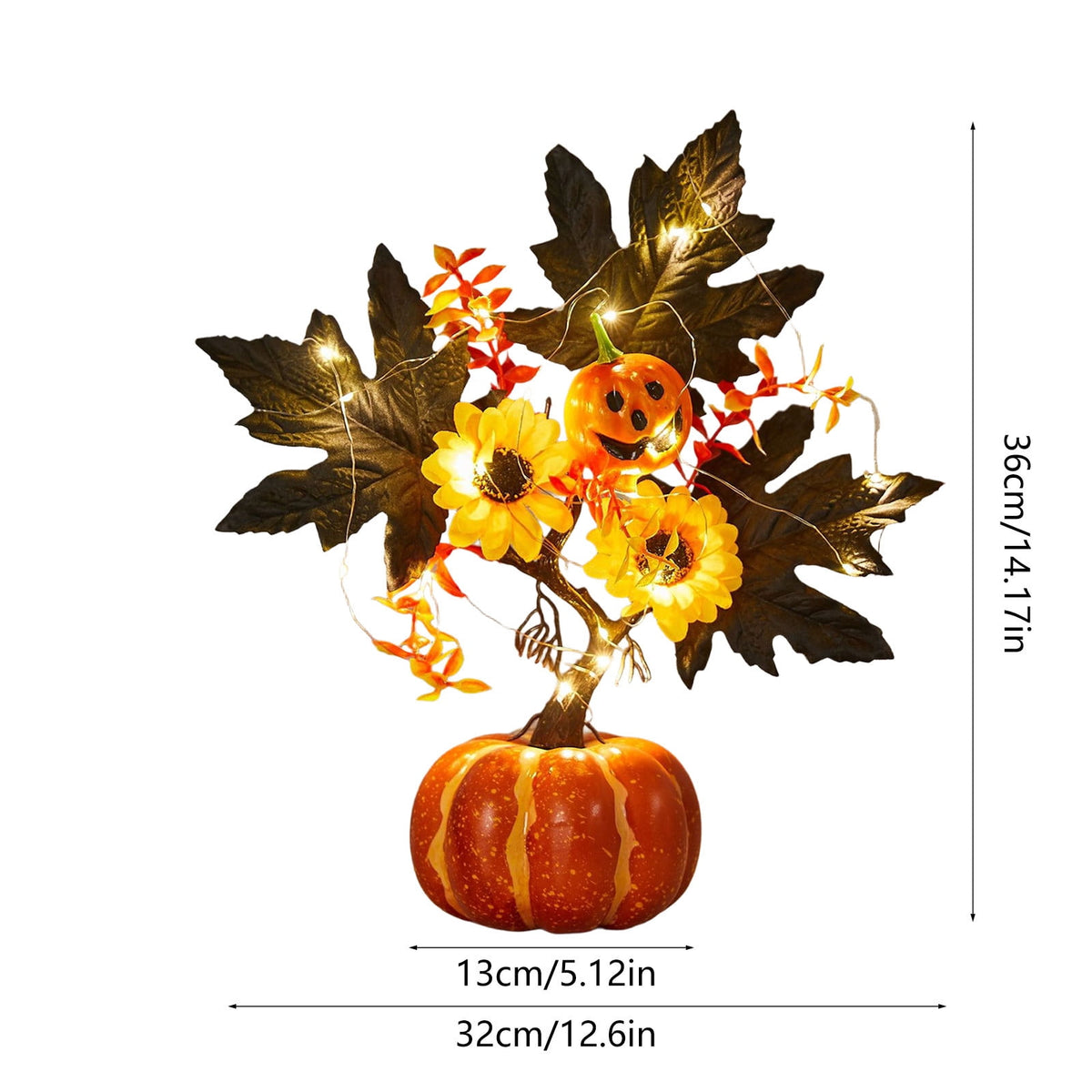 YSGFHGJW Halloween Thanksgiving Artificial Pumpkin Tree Decoration, Light Up with LED Lights, Fall Decor for Dining Table Living Room Porch