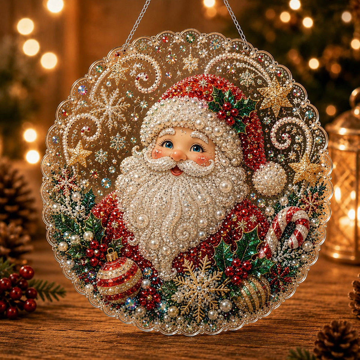JWZZYD DIY Christmas Pearl Painting Art Kit with Frame, 9.8" Christmas Pearl Beads Art Craft Set, Gemstone Dots Beads for Holiday Christmas Wall Decor, Decoration Gift(Reindeer)