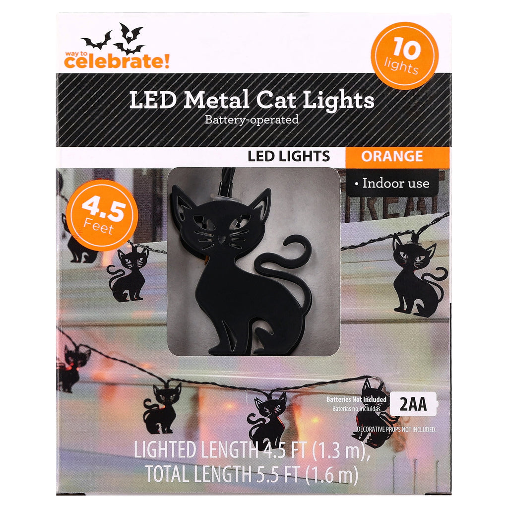 Indoor 10-Count Battery-Operated LED Metal Pumpkin String Lights, Orange, 4.5', Halloween by Way To Celebrate