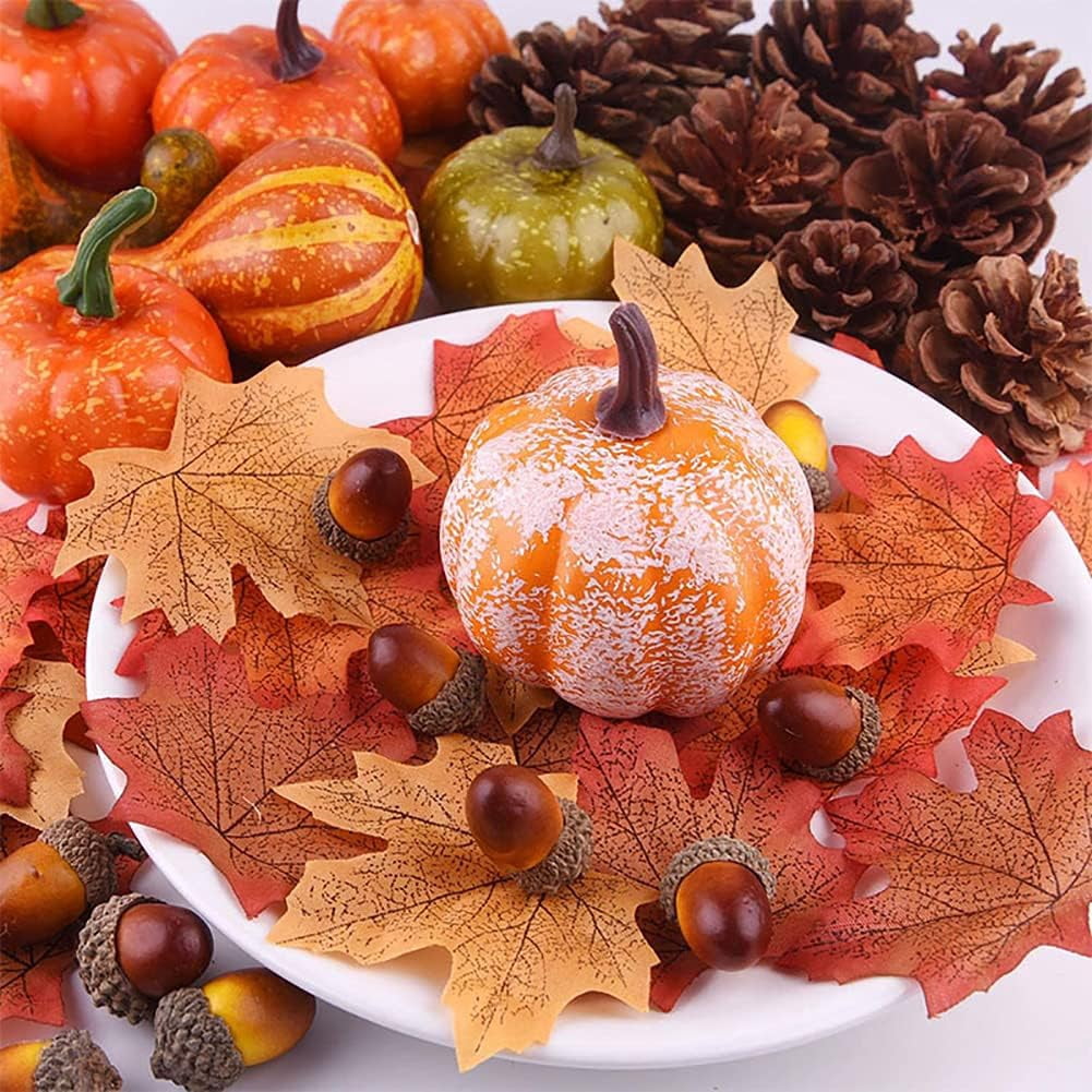 50 Pcs Artificial Pumpkins Decoration Set Mini Autumn Harvest Decoration Fall Pumpkin Table Decoration