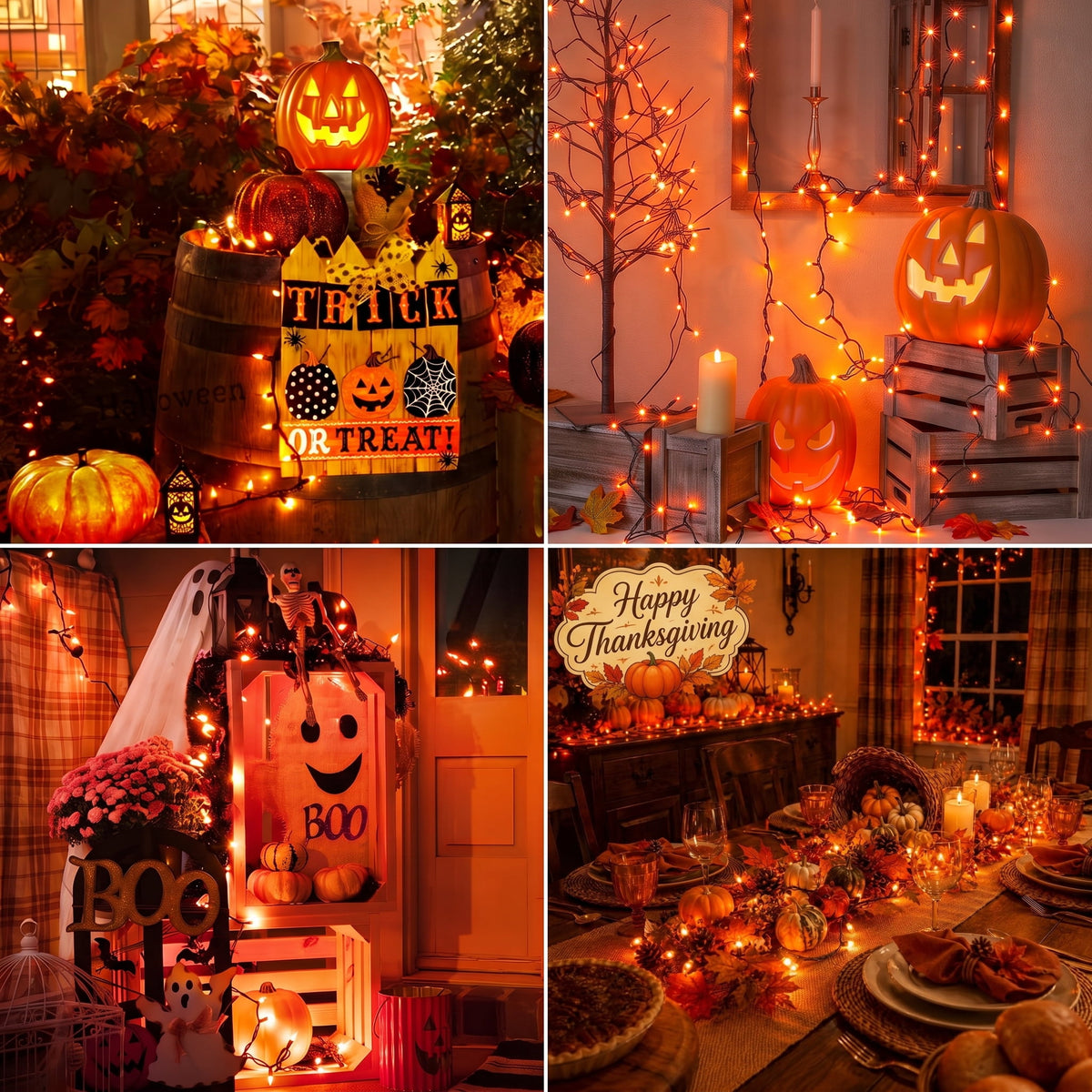 VOLIVO Halloween String Lights, 33FT Incandescent Mini Lights, with 100 Count Orange Waterproof Bulbs, for Home, Party, Yard, Christmas Tree, Indoor and Outdoor Decorations