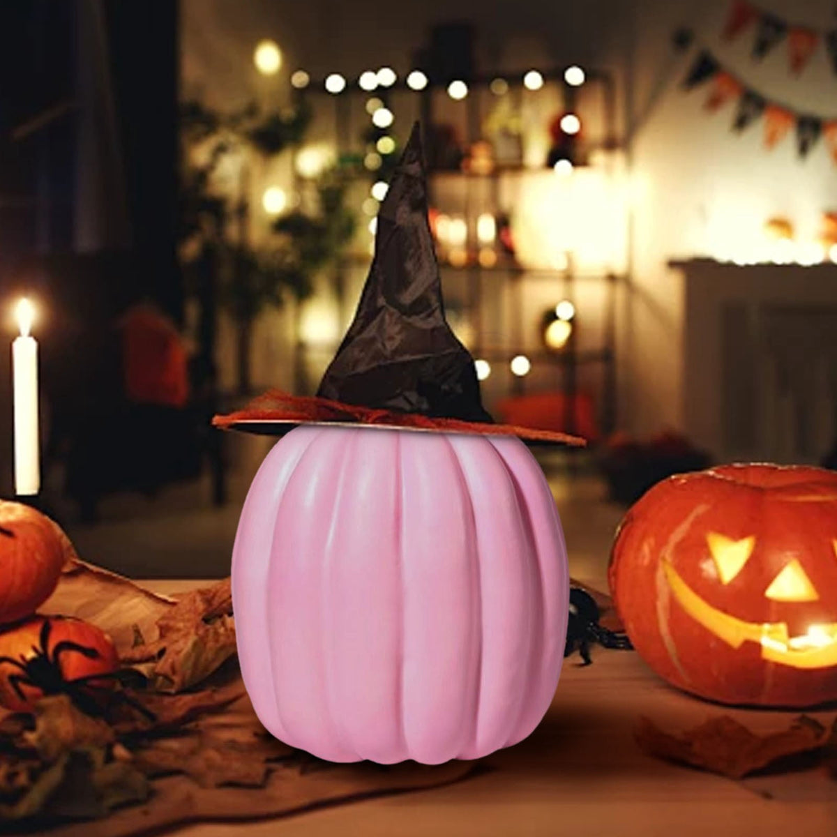 FXMLRLK 1 PCS 6.5 Inch Pink Plastic Pumpkins for Decorating - Large Artificial Foam Pumpkins for Fall Decor, Halloween, Thanksgiving, Paintable for DIY Crafts & Centerpieces