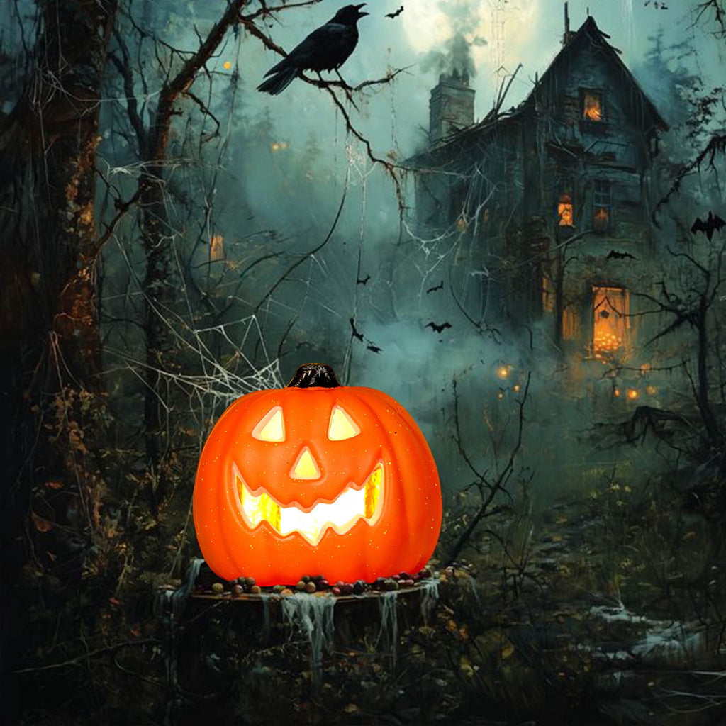 Halloween Pumpkin Lamp Light Decor,Battery Operated Halloween Jack-O-Lantern,Spooky Vintage LED Lighted Pumpkin Lights for Outdoor Indoor Tabletop Front Door Porch Garden Patio Yard