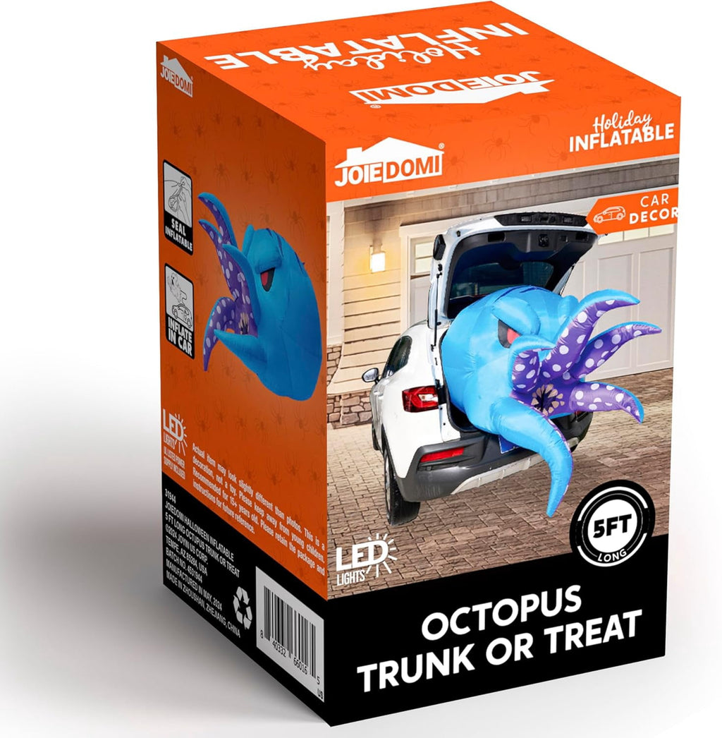 Joyfy 5 FT Halloween Inflatable Ghost Decoration with Colorful LEDs,Trunk or Treat Car Decorations Kit Ghost Trio with Built-in LED Light for Halloween Party Indoor,Outdoor,Yard,Garden Decor