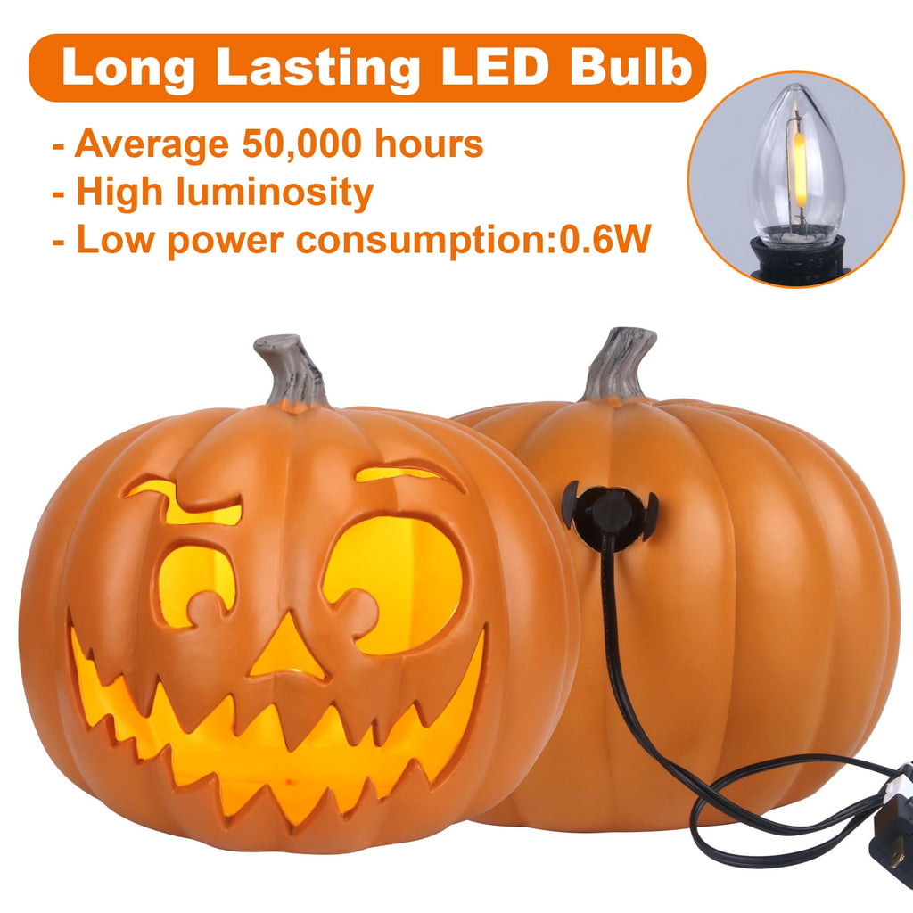 Gamexcel 3 Pack Light Up Jack O Lantern Pumpkins, 10/14/16 in Waterproof LED Halloween Decorations for Indoor Outdoor Porch Yard