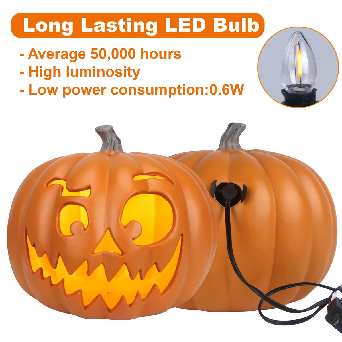 Gamexcel 3 Pack Light Up Jack O Lantern Pumpkins, 10/14/16 in Waterproof LED Halloween Decorations for Indoor Outdoor Porch Yard